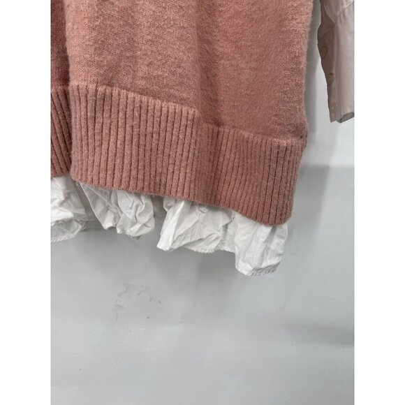 City Chic Contrast Collared Sweater Women Plus Size 18 Pink White College Preppy - Picture 8 of 12